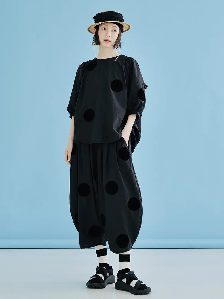 Charcoal Velvet Dot Pants