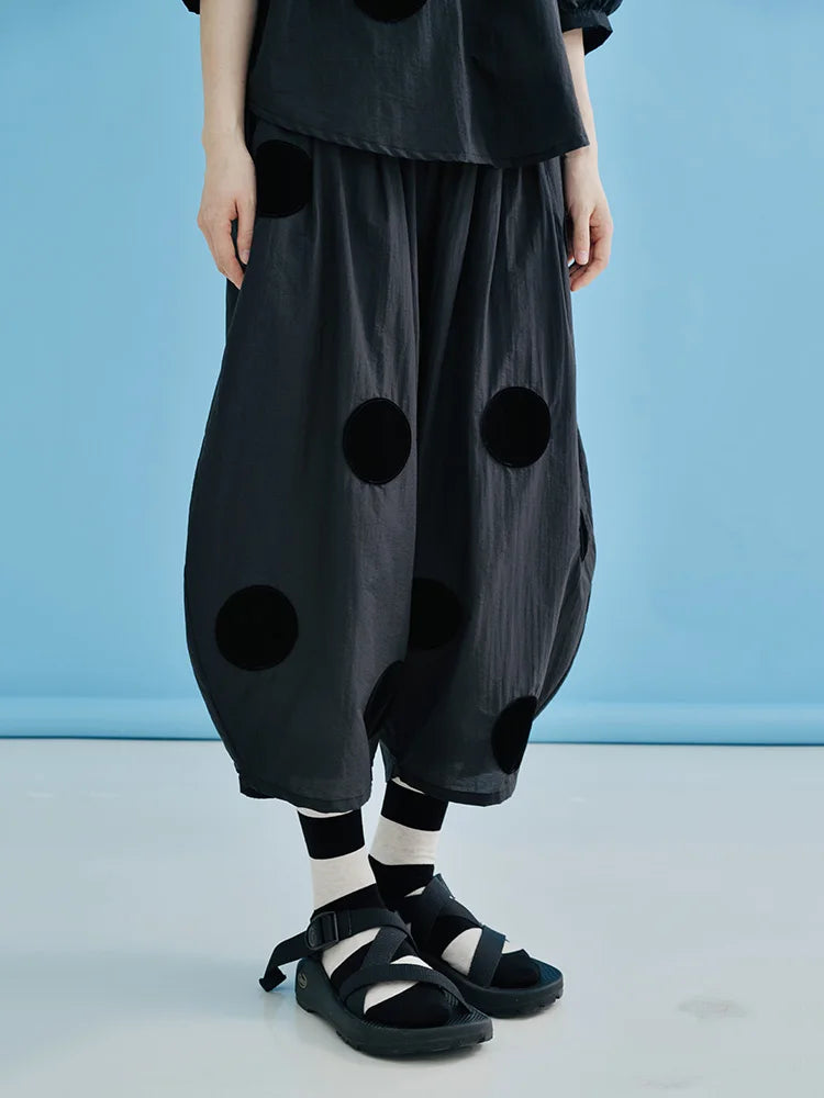 Charcoal Velvet Dot Pants