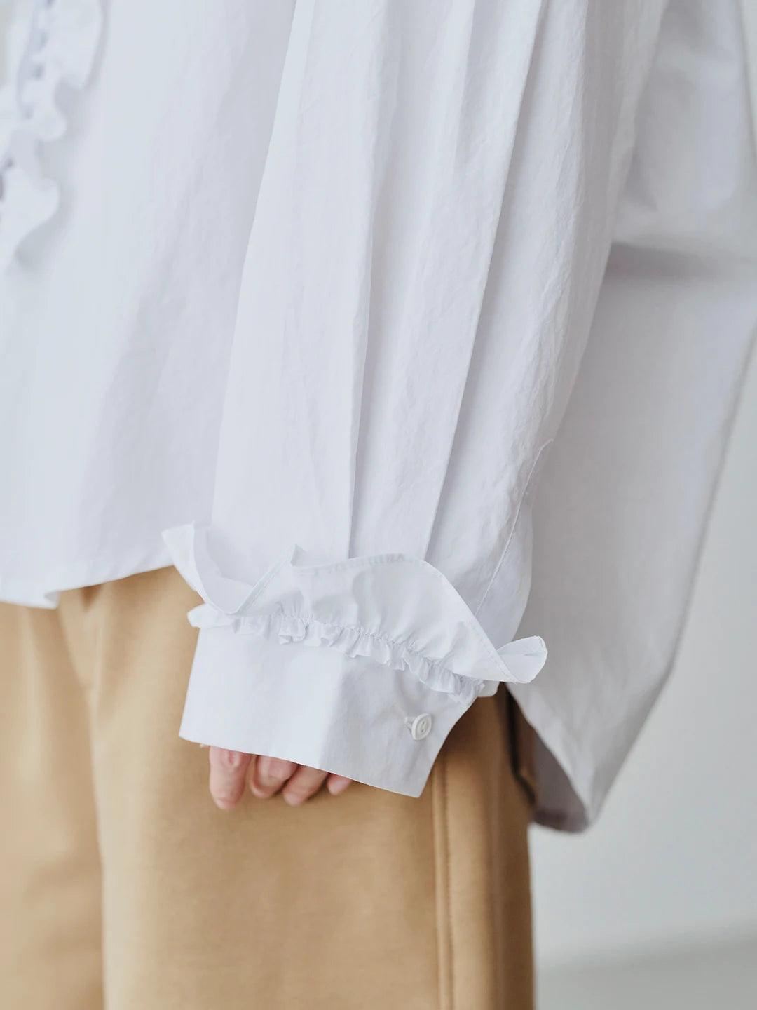 White Lace Patchwork Long-Sleeve Shirt