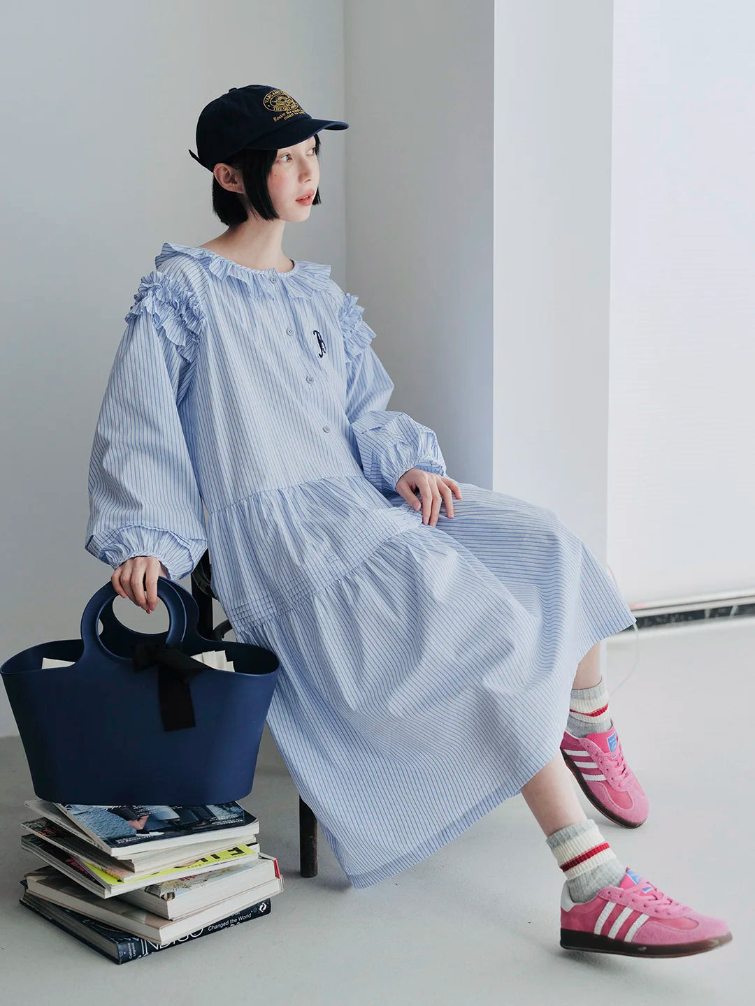 Aurélie Striped Ruffled Dress