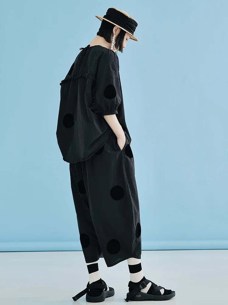 Charcoal Velvet Dot Pants