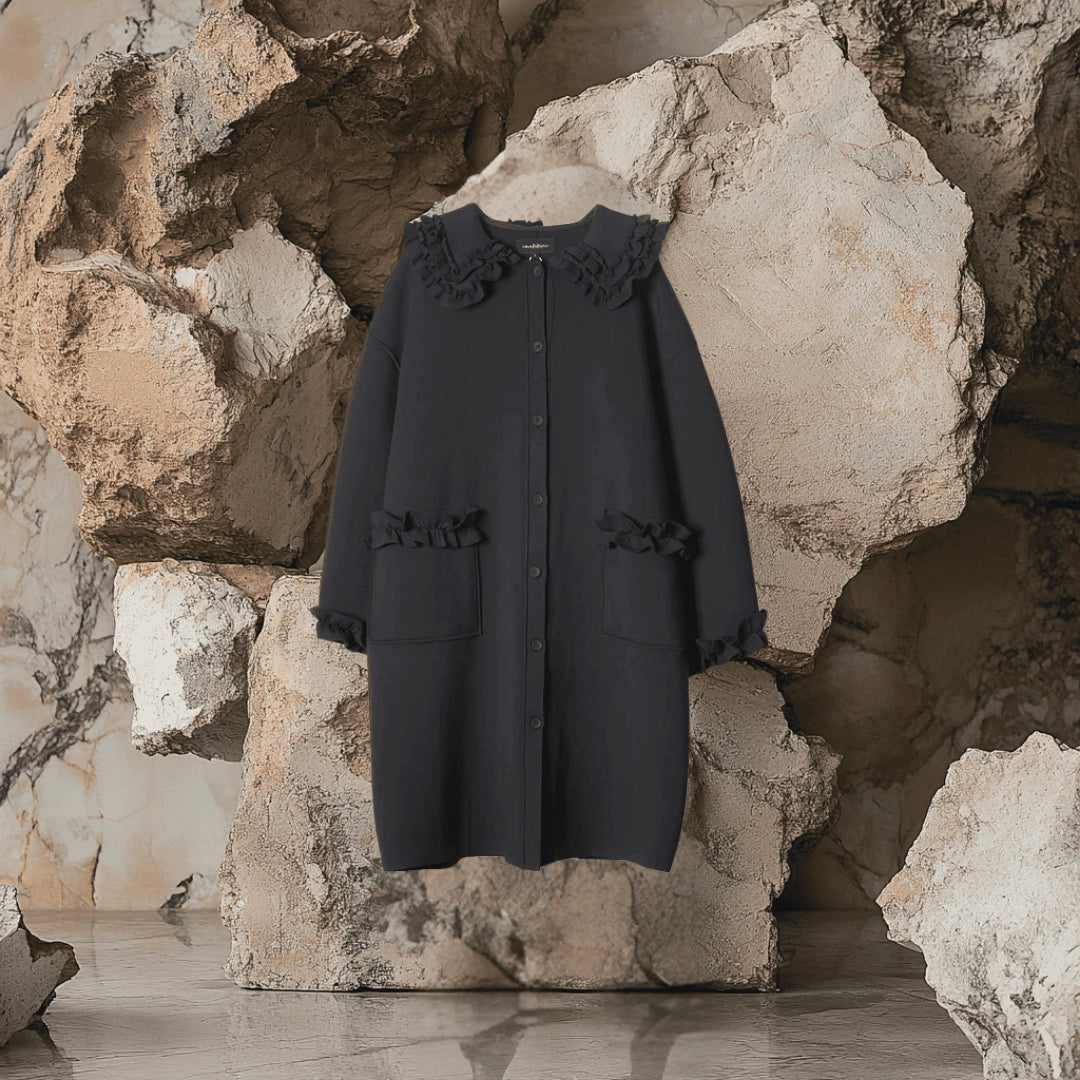 Ruffled Collar Oversized Coat