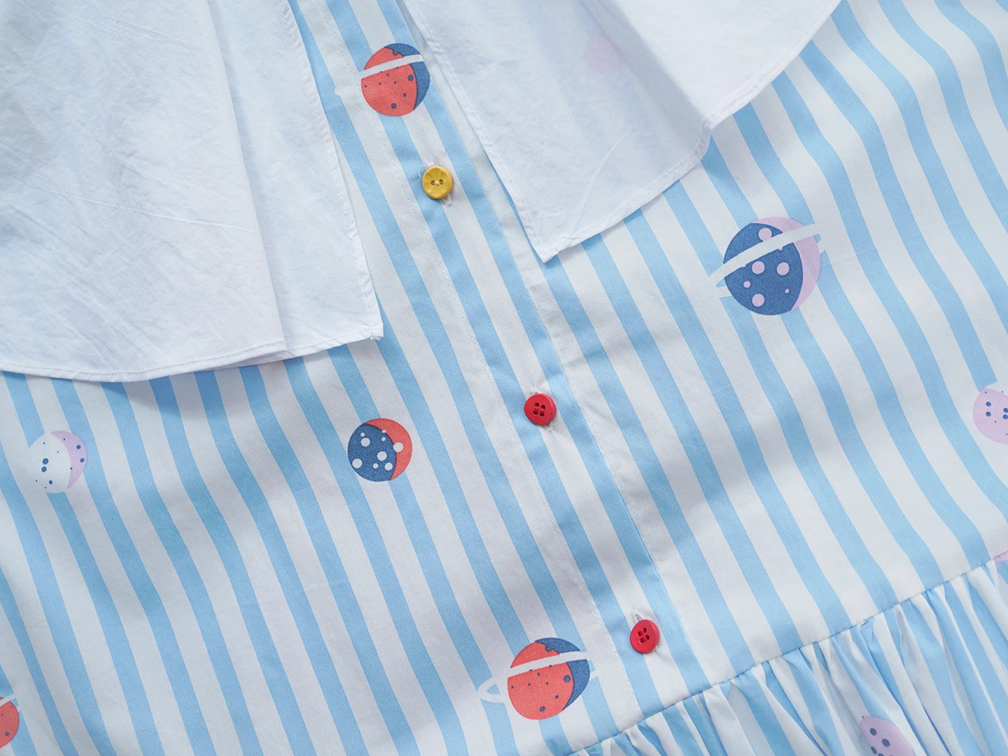 Élise Striped Dress with White Collar