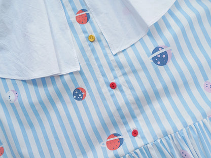 Élise Striped Dress with White Collar