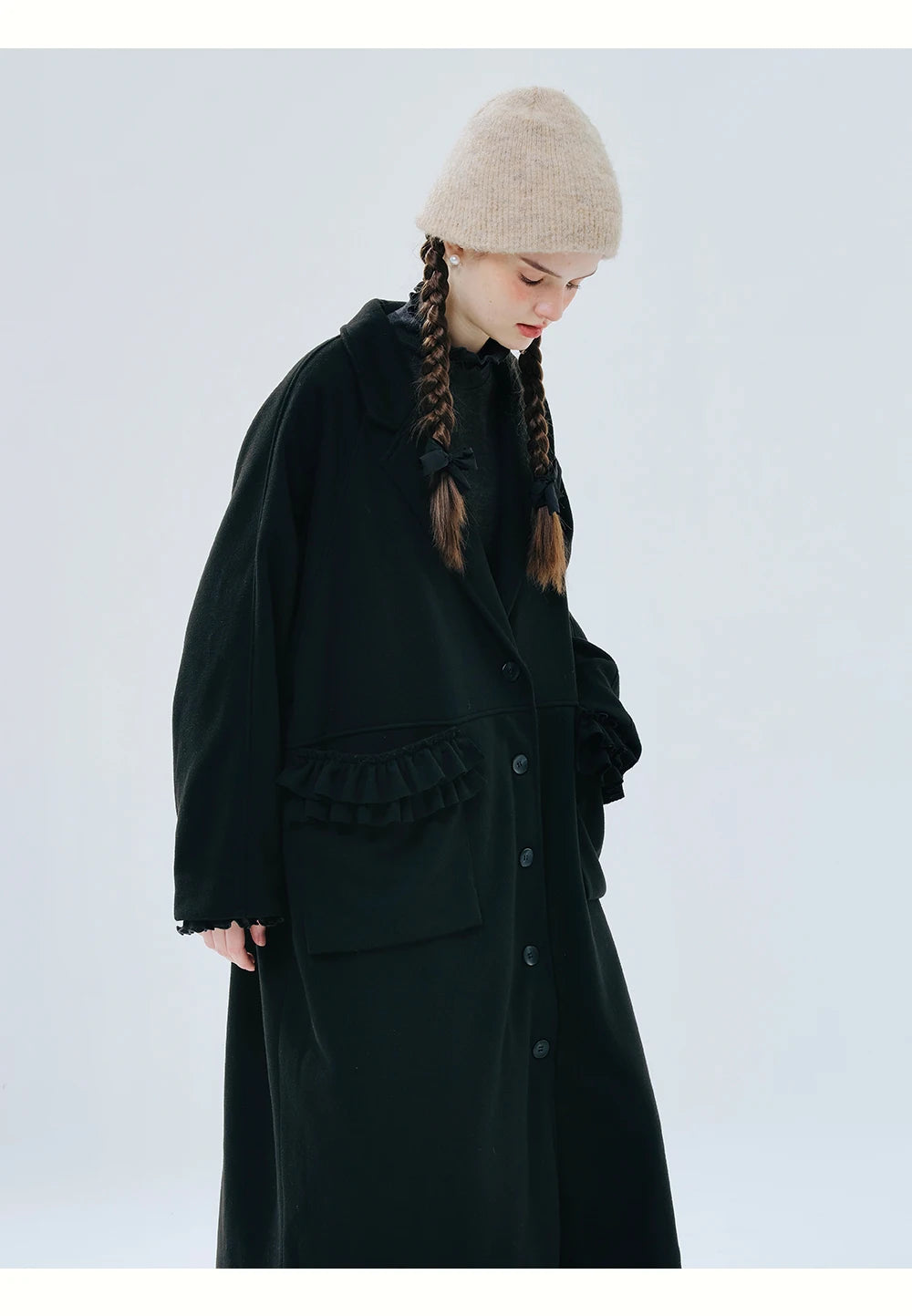 Louise Frill-Detail Wool Coat