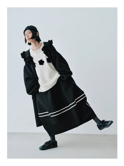 Ruffled Collar Oversized Coat