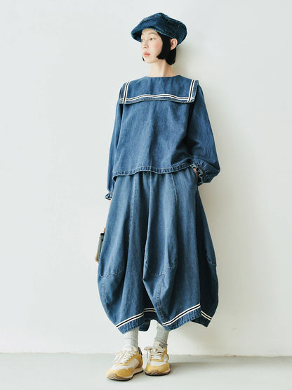 Denim Square Neck Top