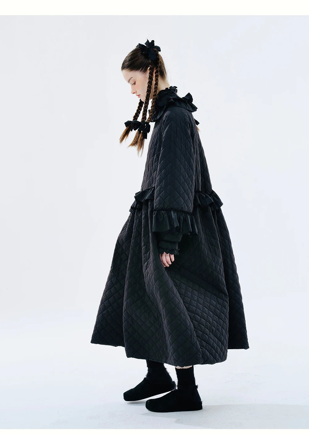 Elise Ruffled Quilted Dress