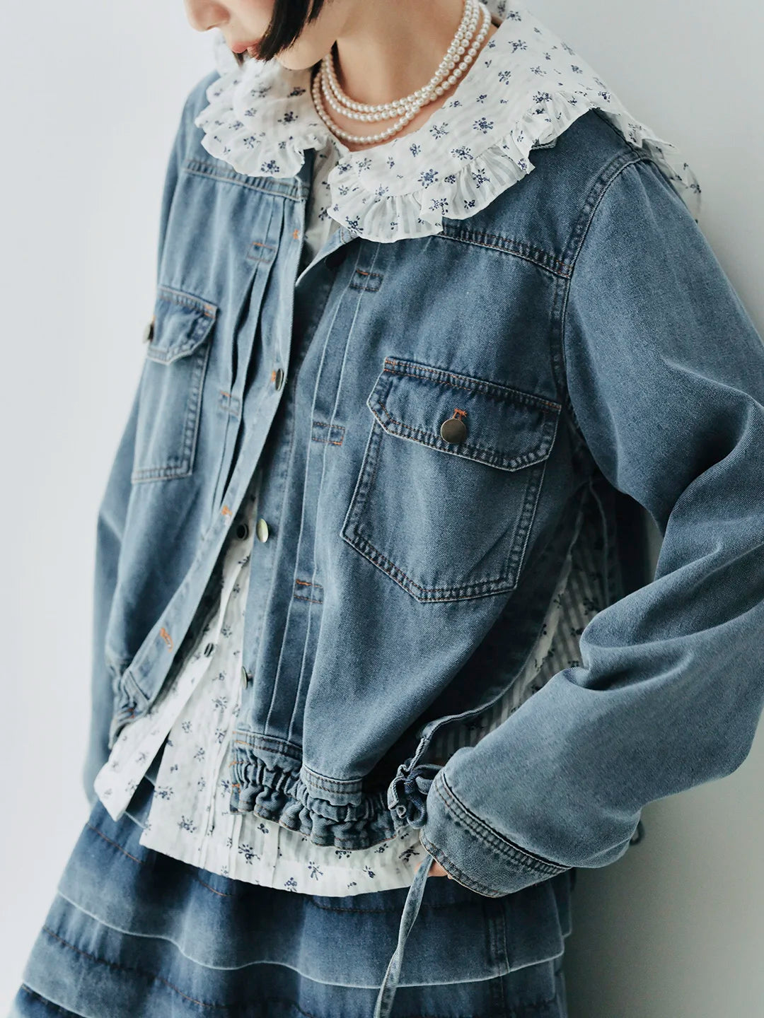 Denim Lace-Patchwork Jacket