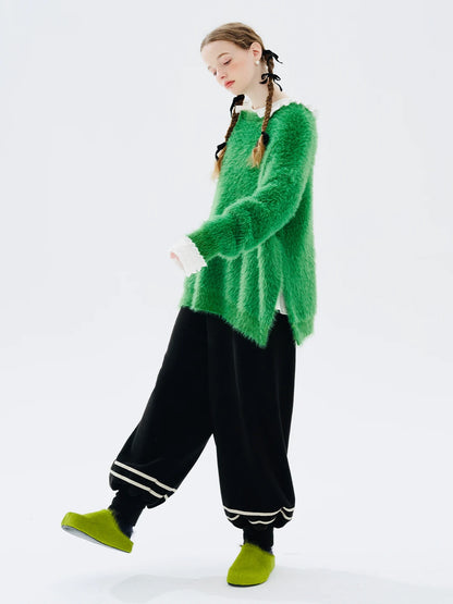 Élise Fuzzy Green Sweater