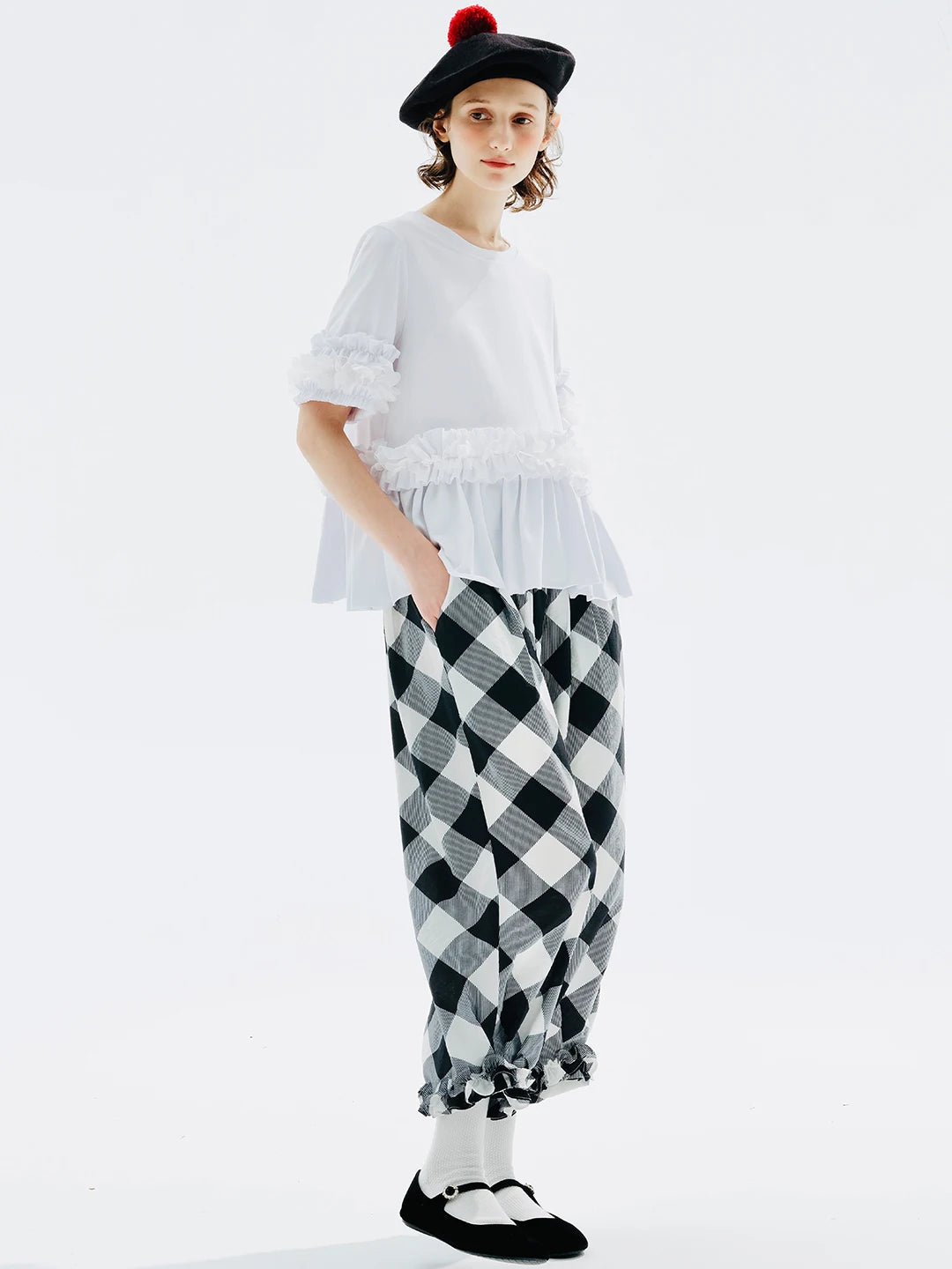 Black & White Harlequin Checkered Lounge Pants