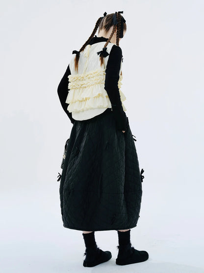 Lace-Stitched White Vest - Autumn Edition