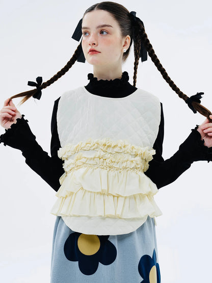 Lace-Stitched White Vest - Autumn Edition