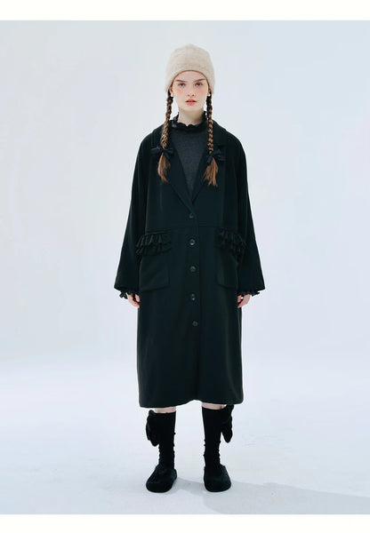 Louise Frill-Detail Wool Coat