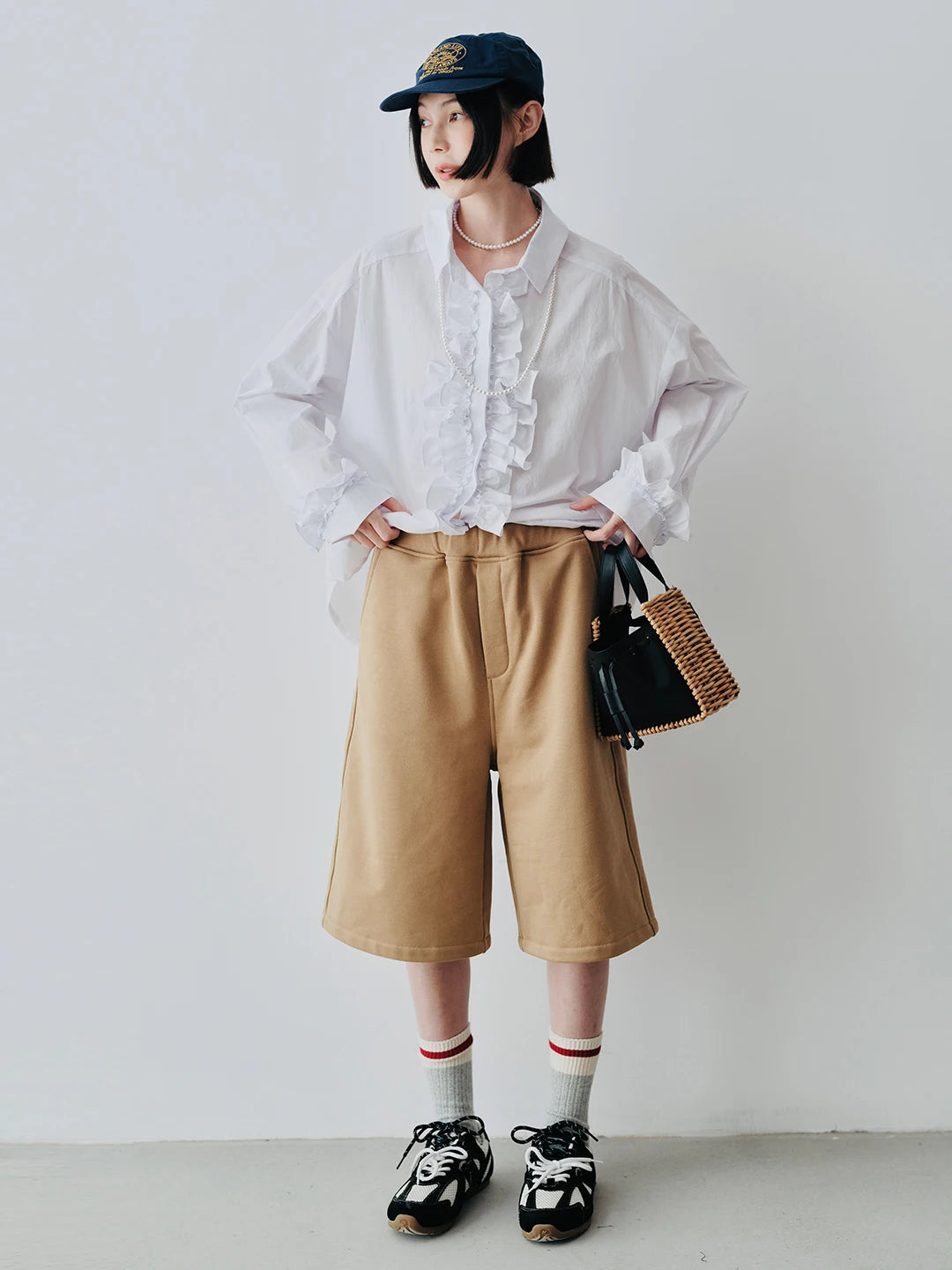 White Lace Patchwork Long-Sleeve Shirt