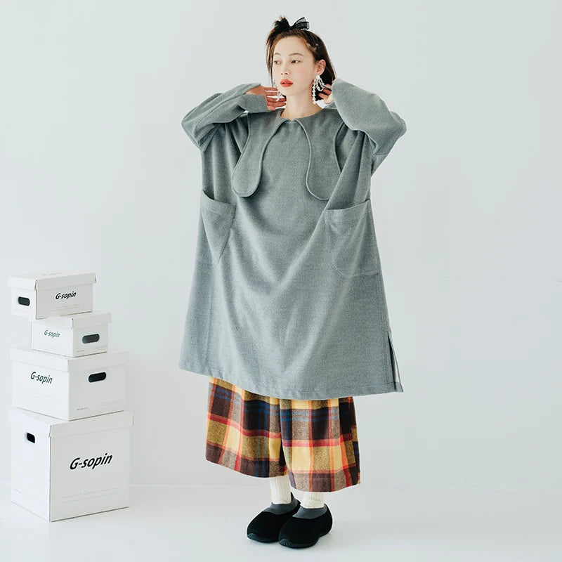 Éloïse Grey Pocket Midi Dress - Contemporary Elegance