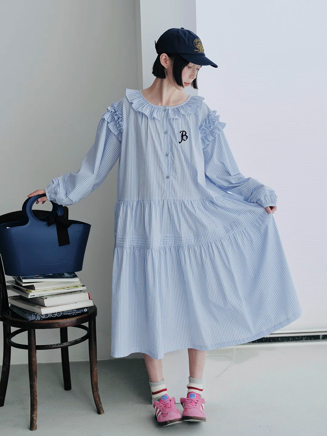 Aurélie Striped Ruffled Dress