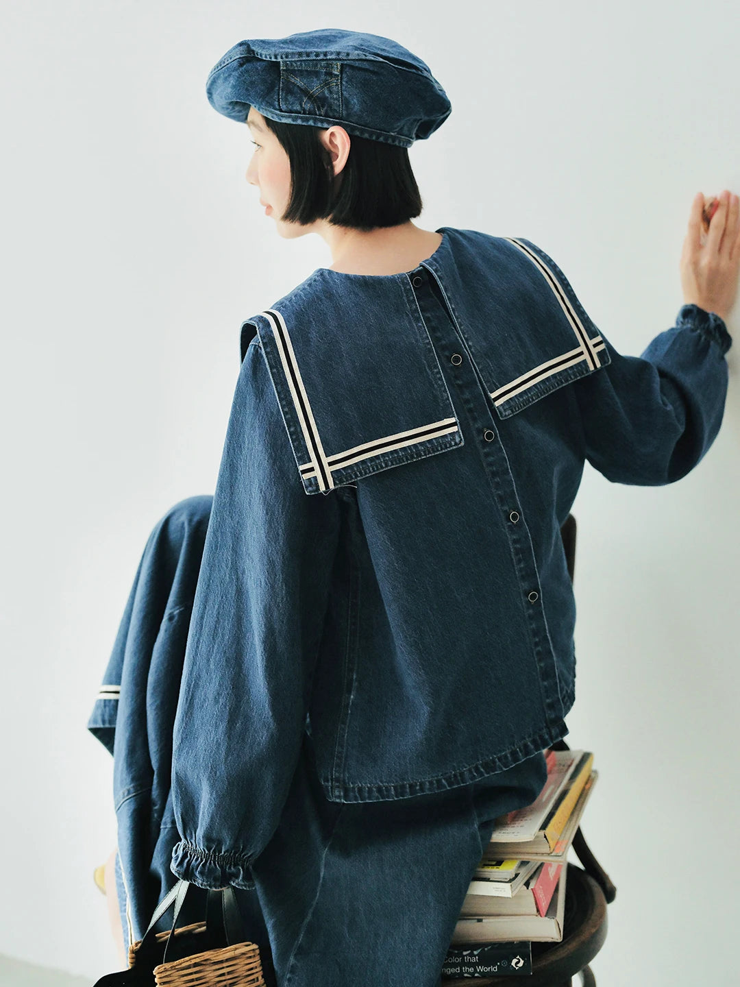 Denim Square Neck Top