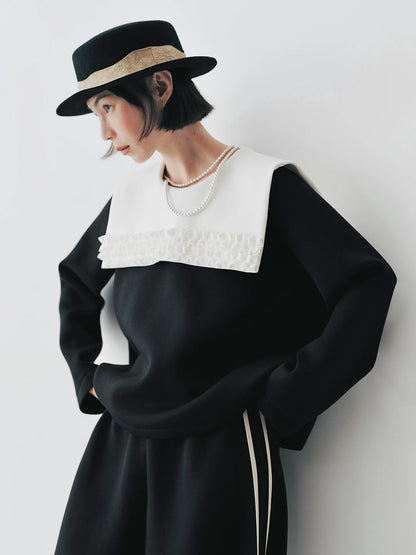 Contrast Panel Long Sleeve Top