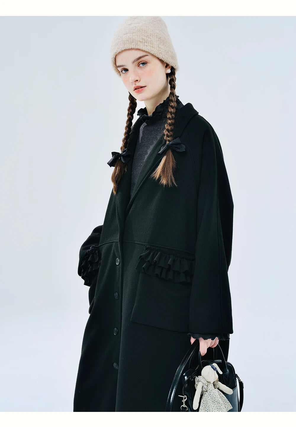 Louise Frill-Detail Wool Coat