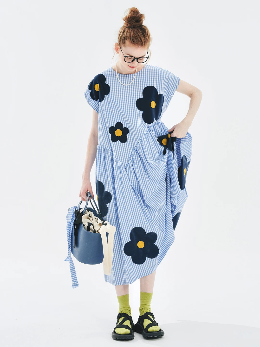 Camille Gingham Floral Dress