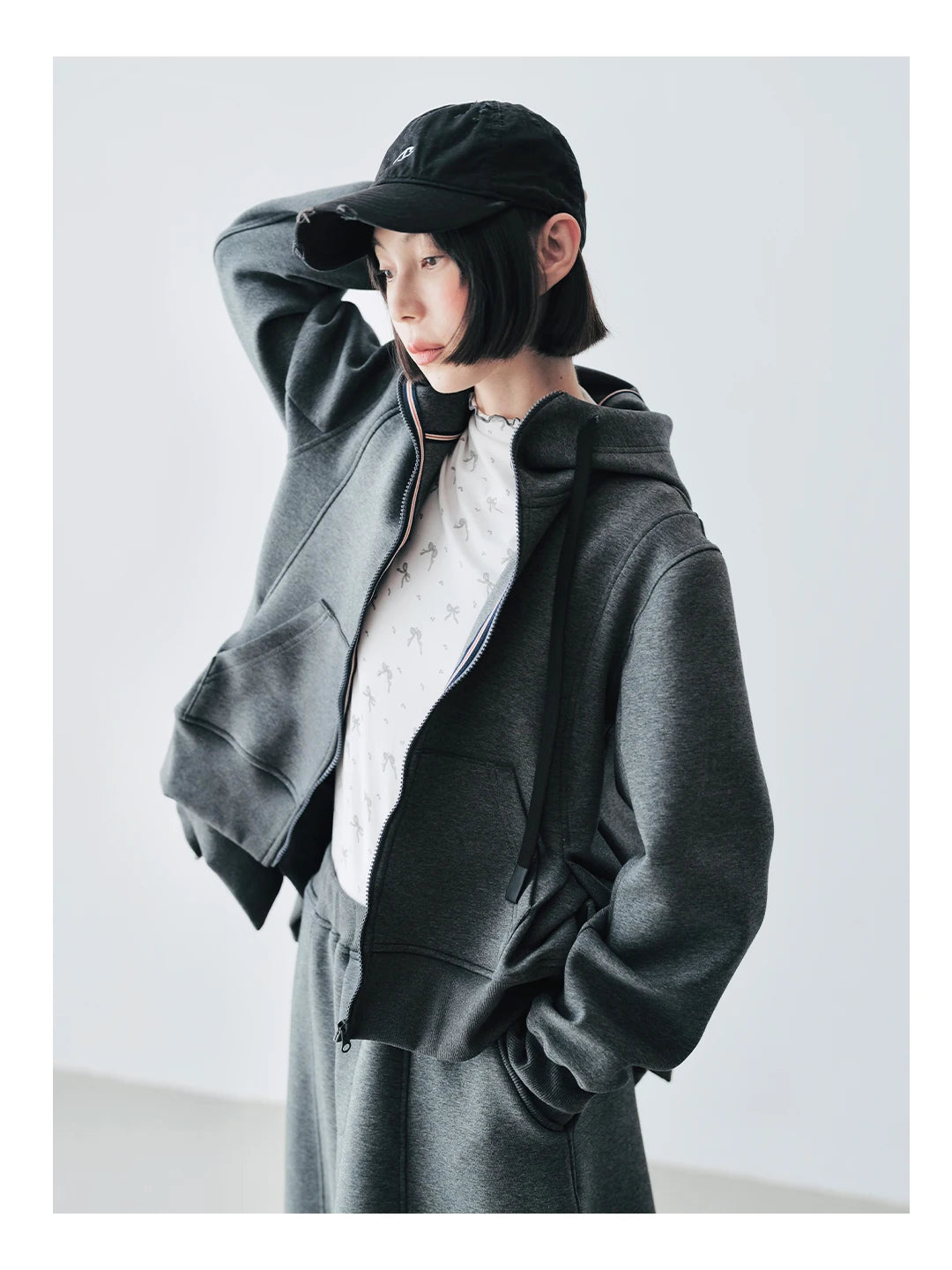 Charlotte Grey Zip-Up Hoodie