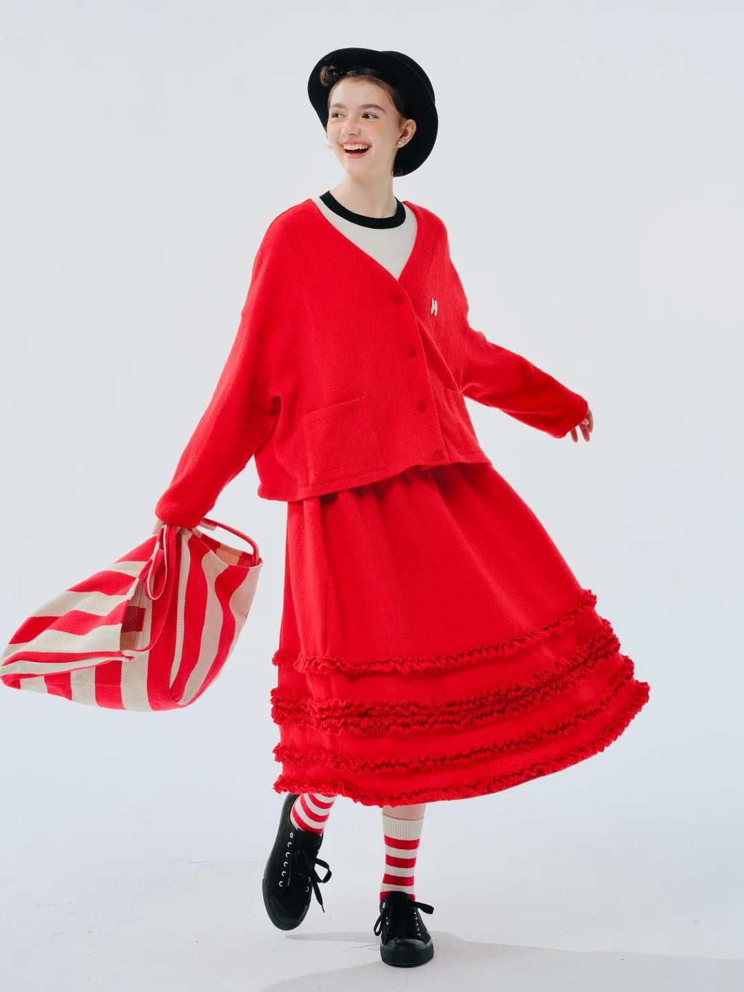 Marine Charm Red Cardigan