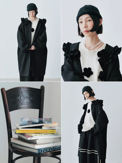 Ruffled Collar Oversized Coat