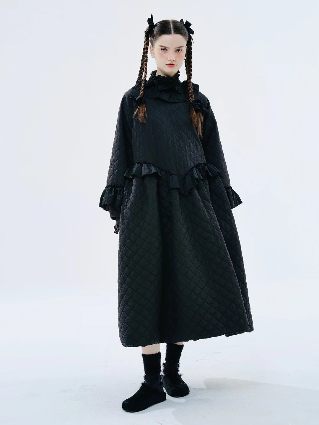 Elise Ruffled Quilted Dress