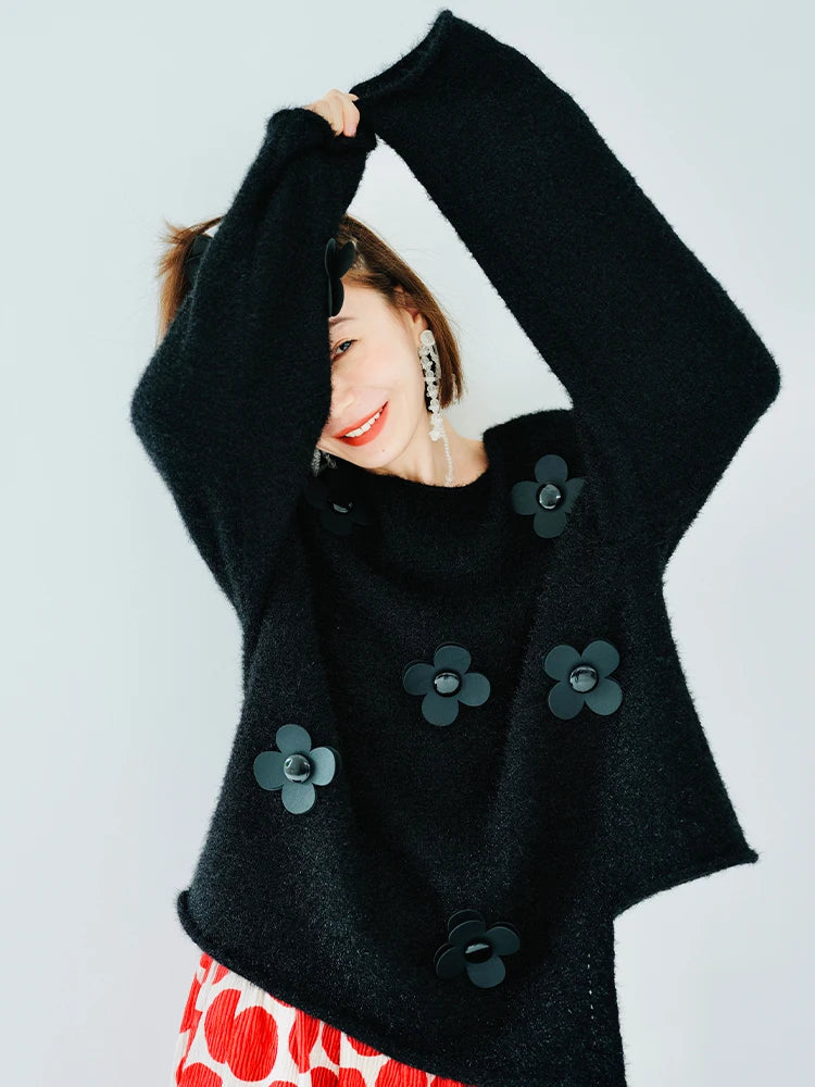 Mila Flower Appliqué Sweater
