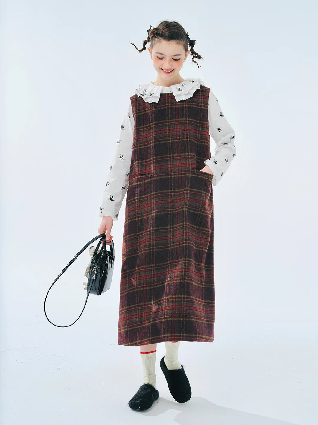 Loren Vintage Plaid Wool Dress