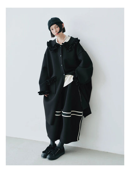 Ruffled Collar Oversized Coat