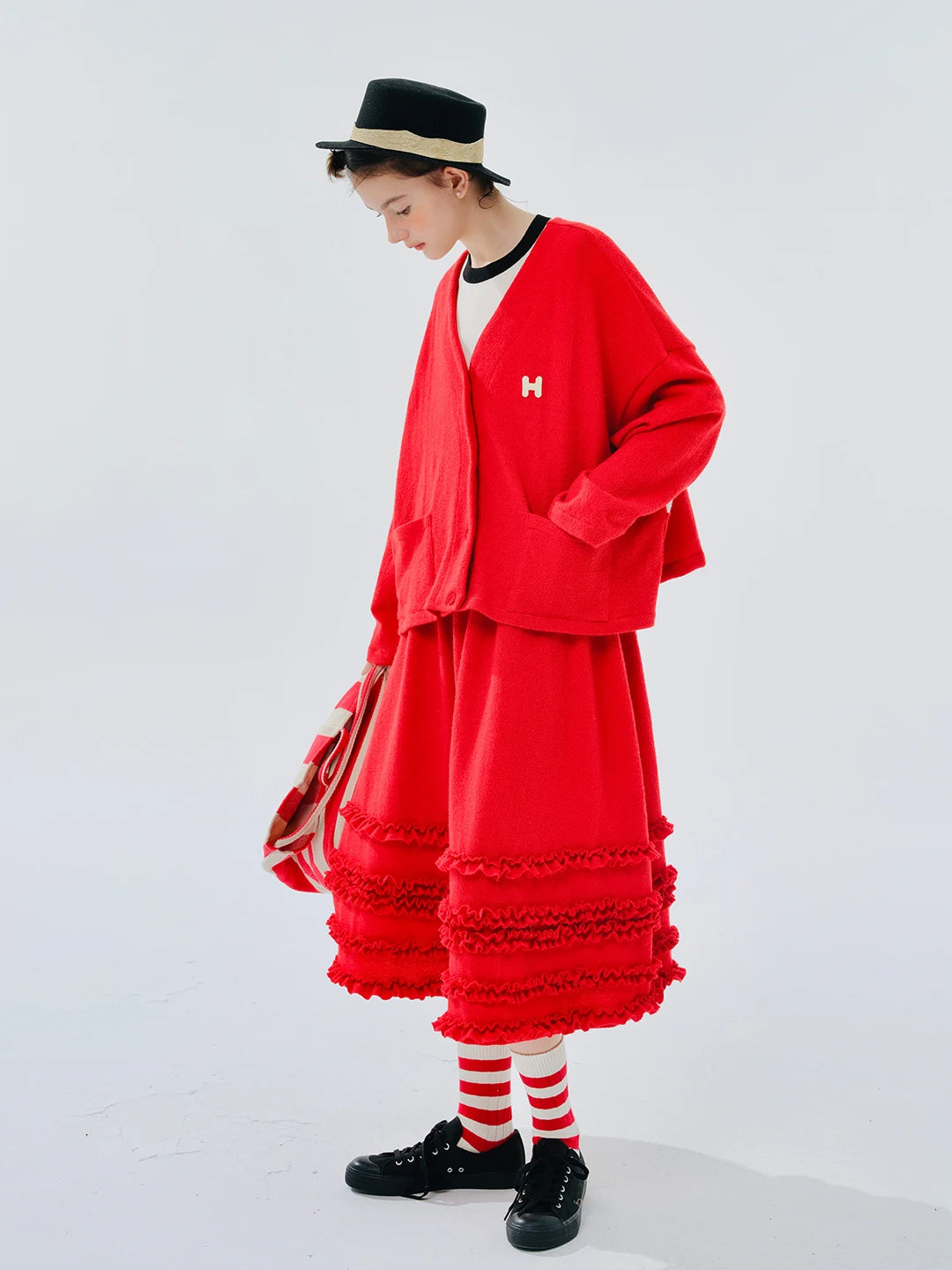 Marine Charm Red Cardigan