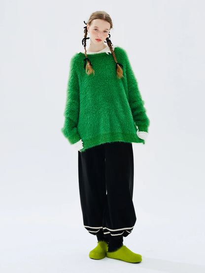 Élise Fuzzy Green Sweater