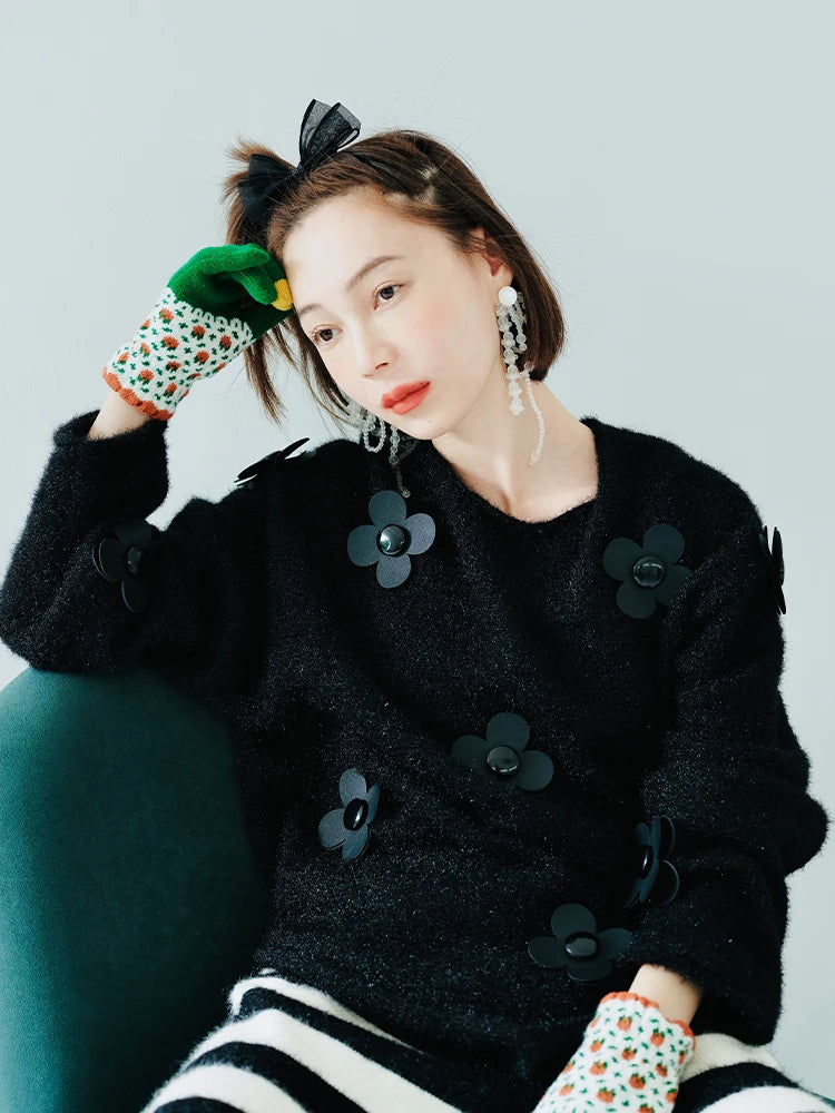 Mila Flower Appliqué Sweater