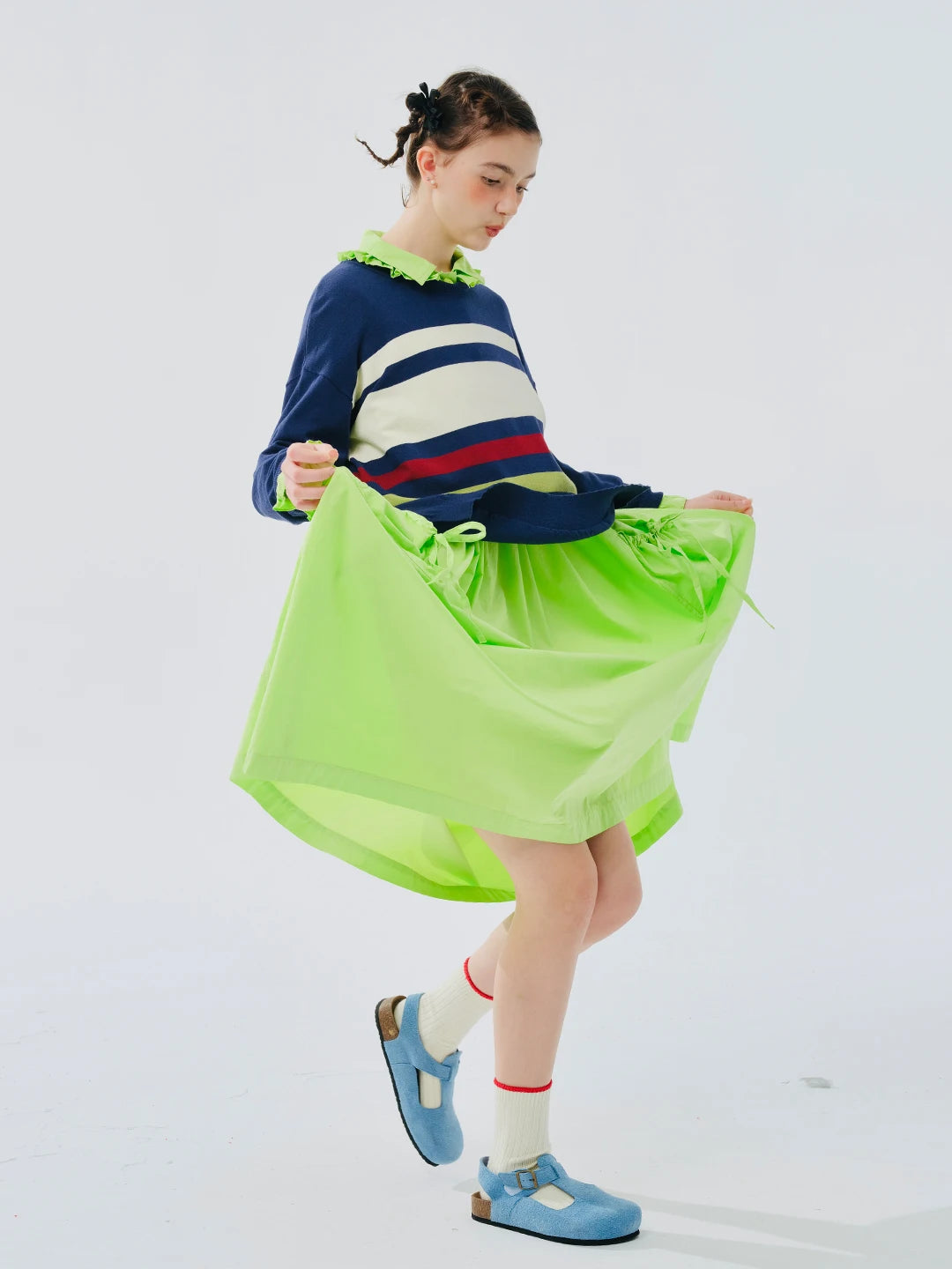 Elodie Lime Button-Down Midi Dress