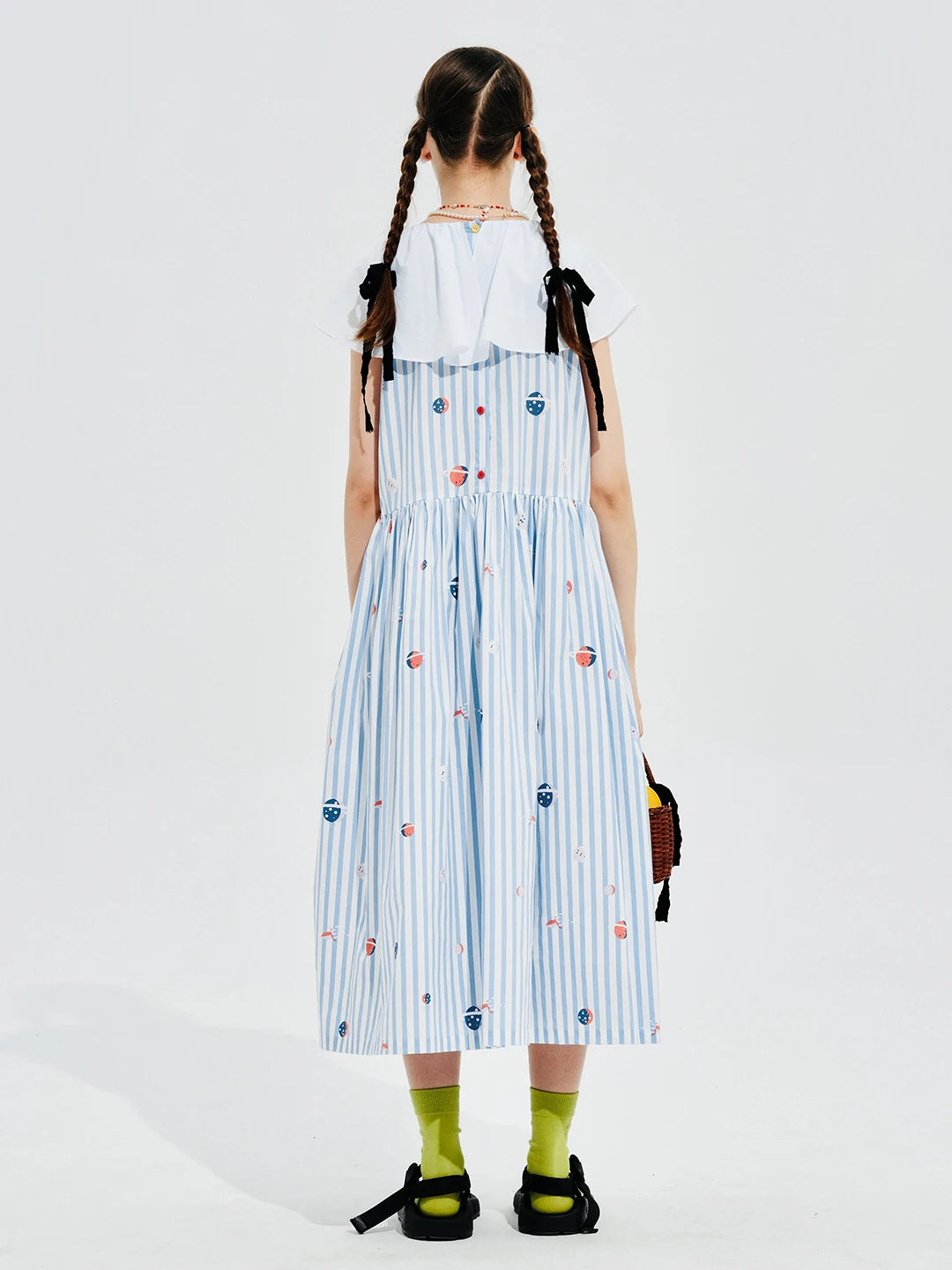 Élise Striped Dress with White Collar