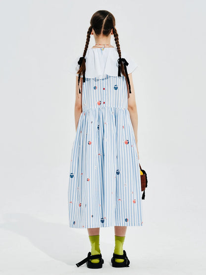 Élise Striped Dress with White Collar