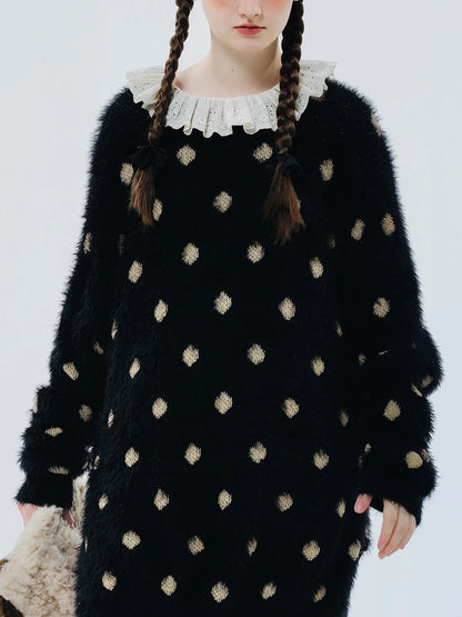 Clara Polka Dot Fuzzy Sweater