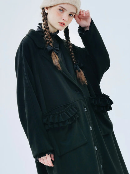 Louise Frill-Detail Wool Coat