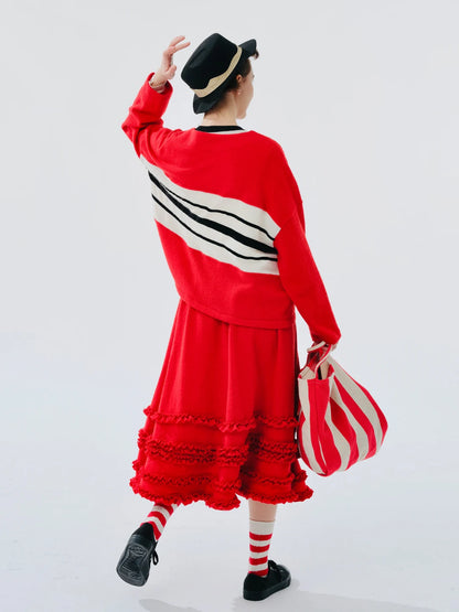 Marine Charm Red Cardigan