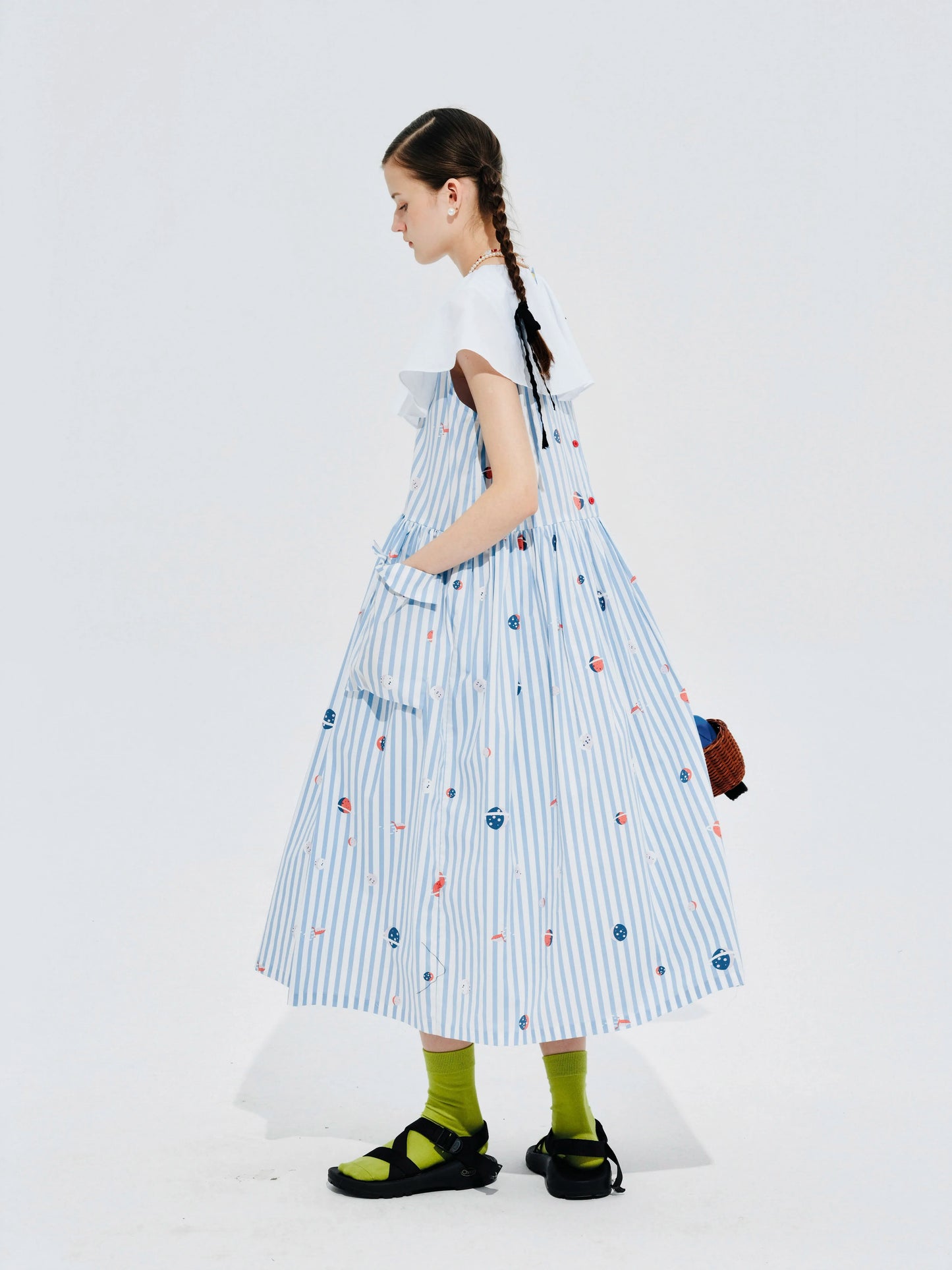 Élise Striped Dress with White Collar