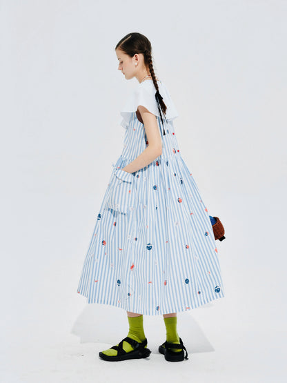 Élise Striped Dress with White Collar