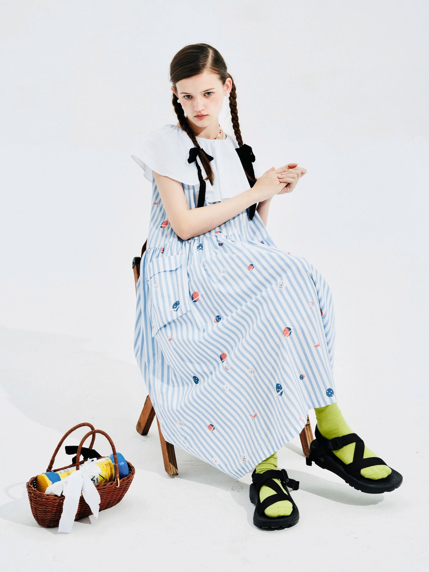 Élise Striped Dress with White Collar