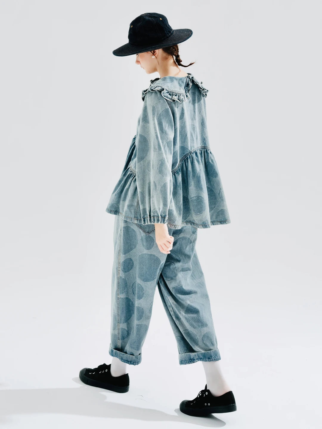 Oversized Polka Dot Denim Pants