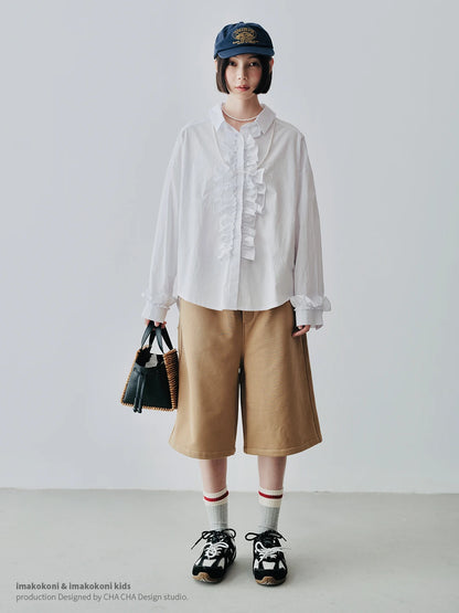 White Lace Patchwork Long-Sleeve Shirt