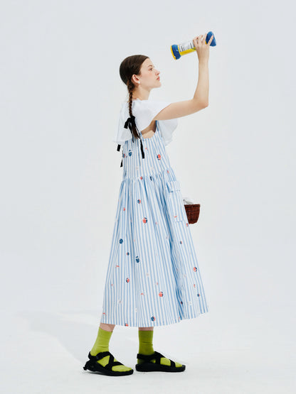 Élise Striped Dress with White Collar