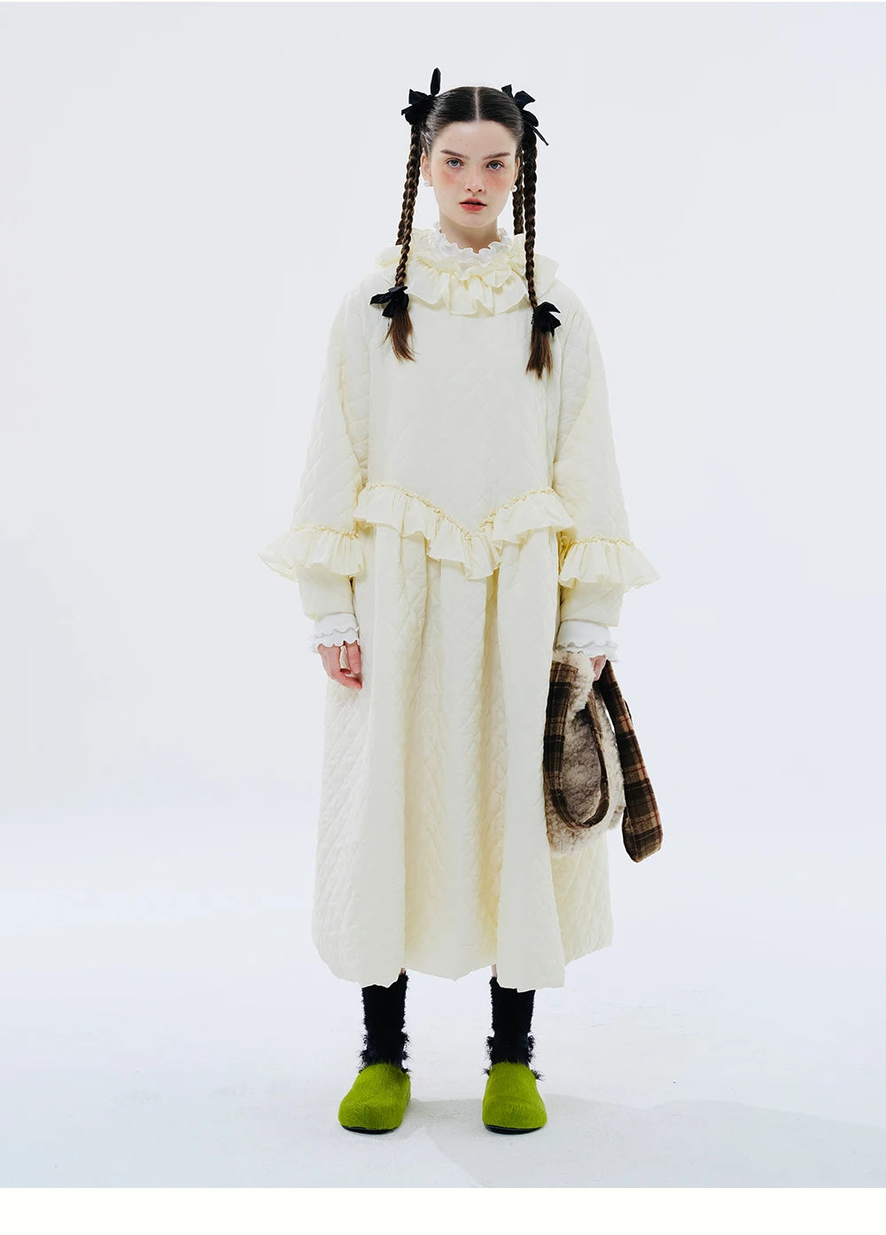 Elise Ruffled Quilted Dress