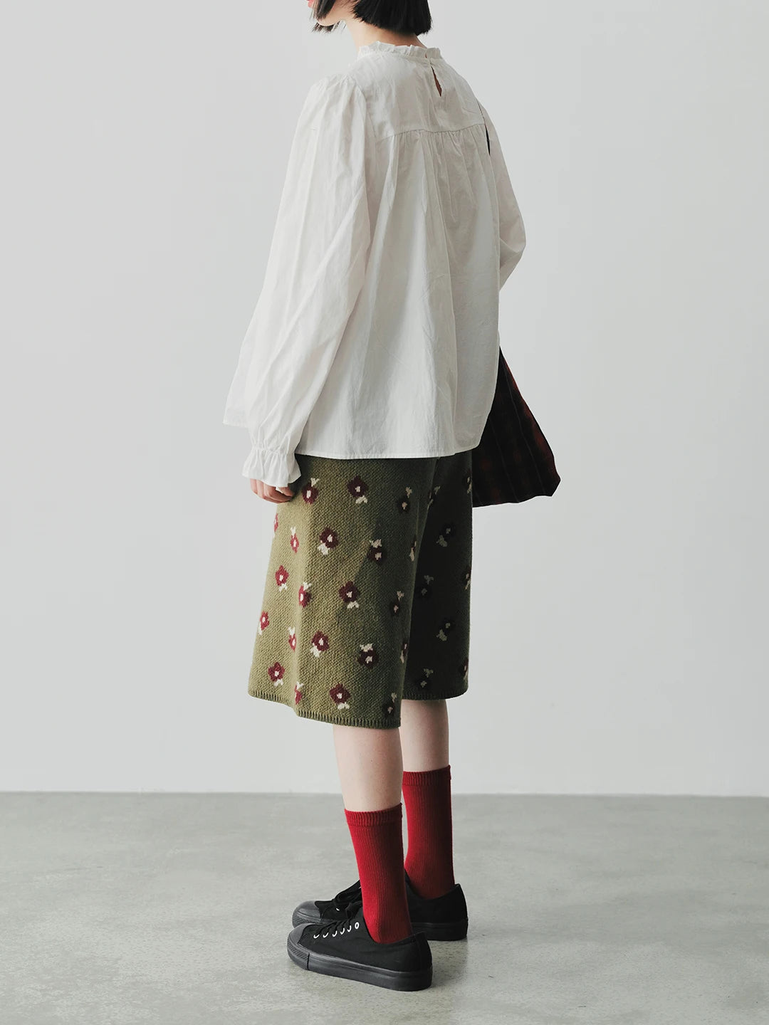 Floral Knit Woolen Shorts