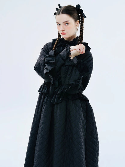 Elise Ruffled Quilted Dress